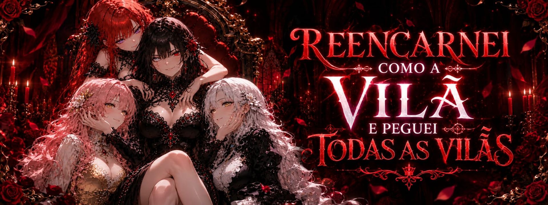 Banner de reencarnei como a vilã e peguei todas as vilãs